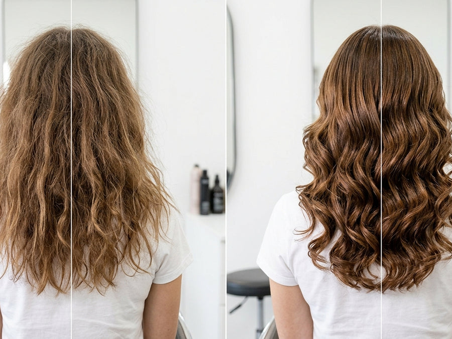 Wavy hair system transformation before and after overview